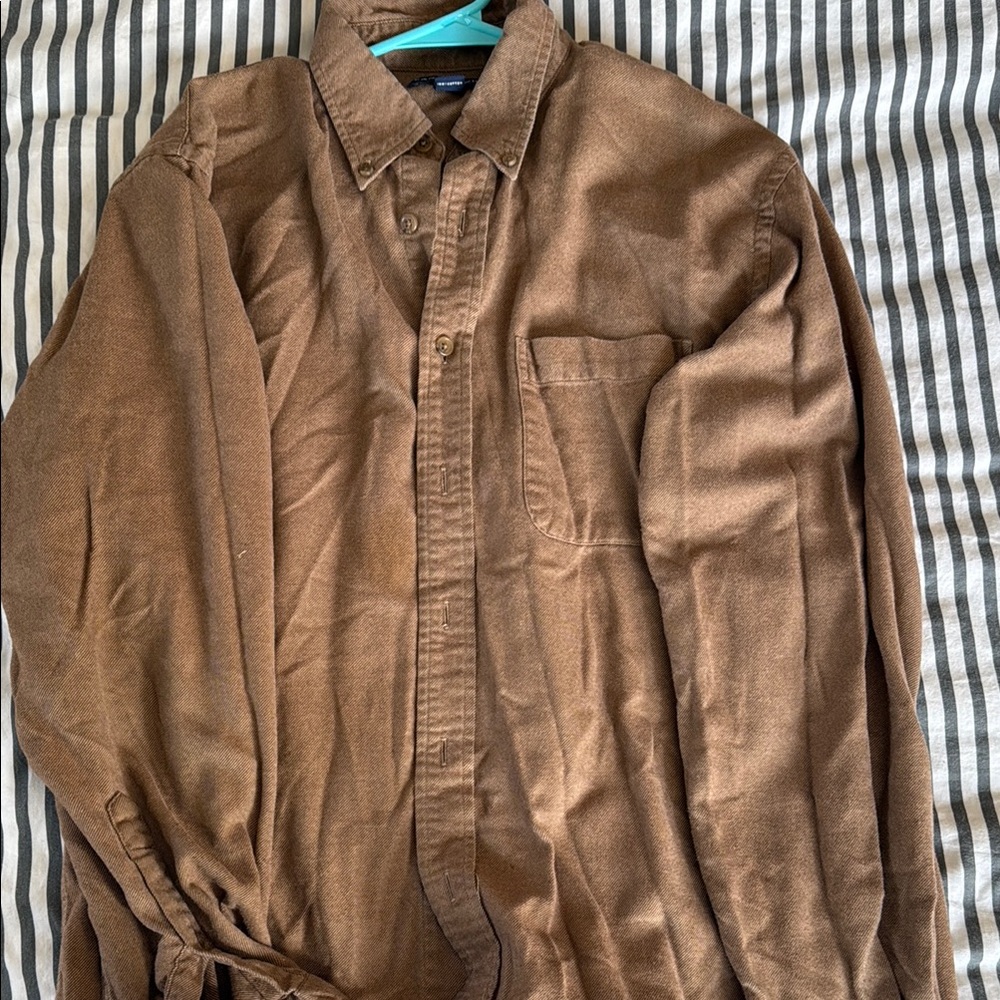Lands End Vintage 90s Men's Brown Shirt